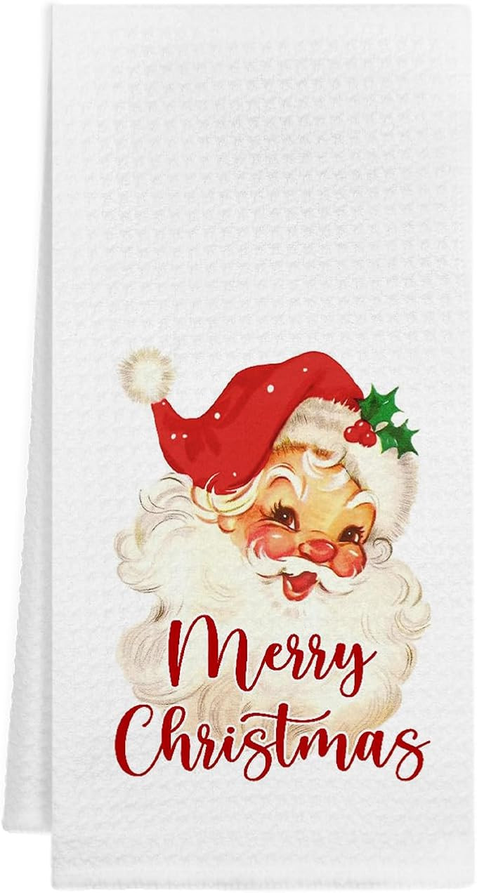 KEUSPI Vintage Santa Christmas Hand Towels, Bathroom Kitchen Decor, 16x24 Inches (Merry Christmas... | Amazon (US)