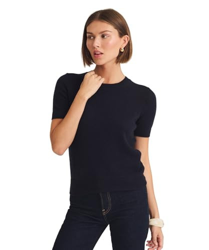 NAADAM, Lightweight Cashmere Short Sleeve Sweater, Navy, S | Amazon (US)