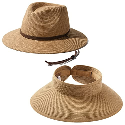 Straw Sun Visor Hat with Fedora Style Sun Hat | Amazon (US)
