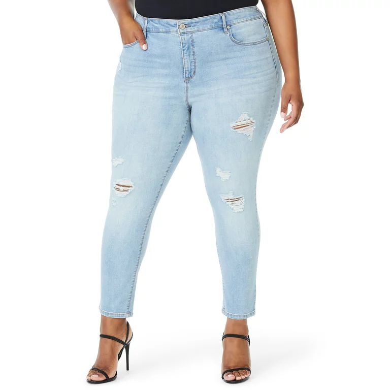 Sofia Jeans by Sofia Vergara Plus Size Rosa High-Rise Curvy Destruction Ankle Jeans | Walmart (US)