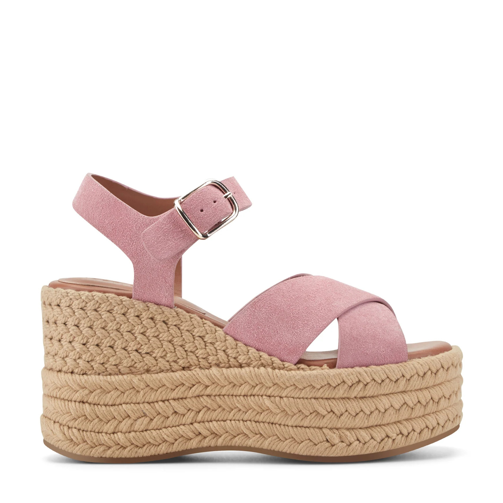 Women's Pasion Espadrille Wedge Sandal - Pink Suede | Marc Fisher Footwear | Marc Fisher
