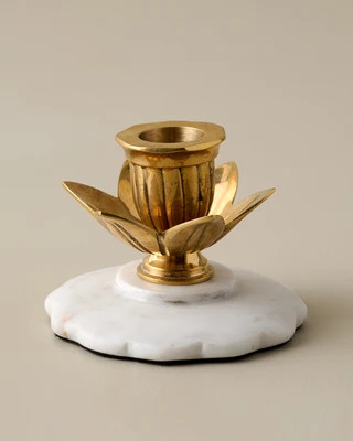 Marble and Brass Tulip Candleholder | Magnolia