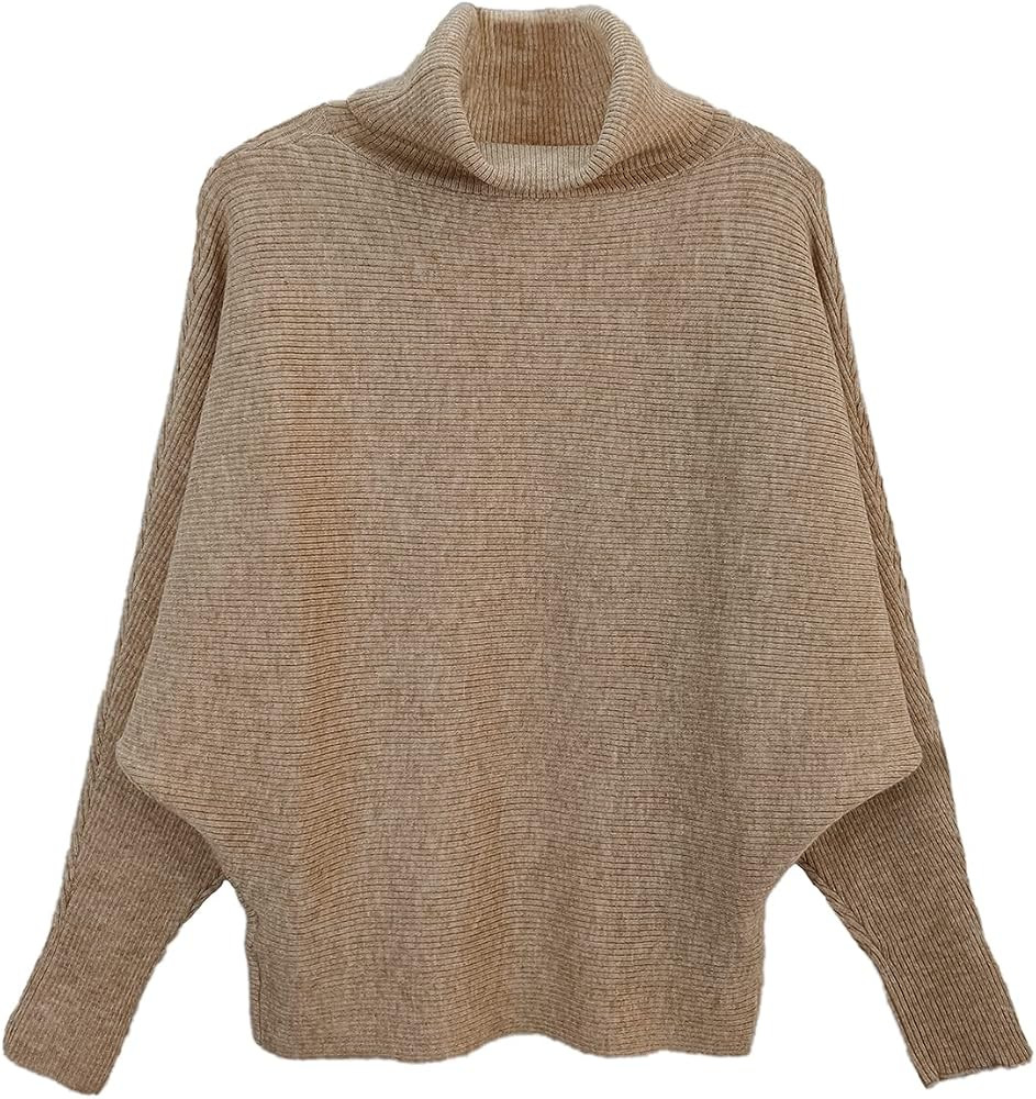 GABERLY Turtleneck Batwing Sleeves Dolman Knitted Oversized Sweaters and Pullovers Tops for Women | Amazon (CA)