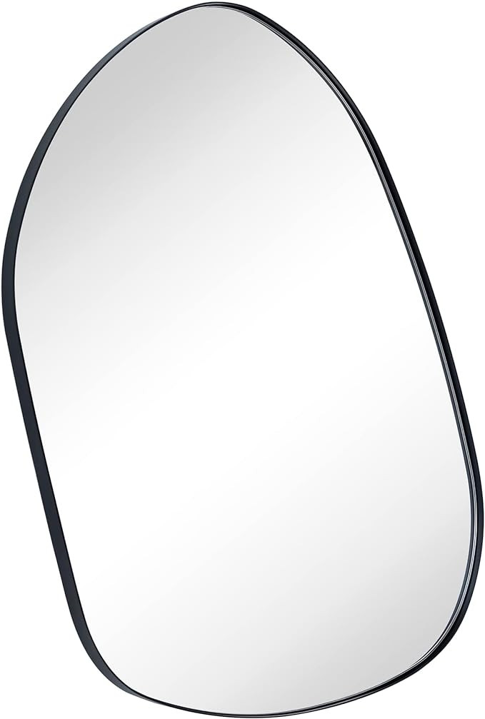 36 x 26 Matt Black Irregular Mirror Asymmetrical Mirror Accent Metal Framed Accent Mirror for Bat... | Amazon (US)
