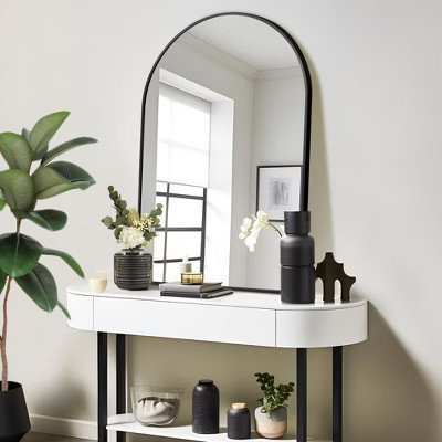 Aluminum Alloy Thin Edge Right Angle Arch-shaped Black Wall Mirror 91*61*4cm | Target