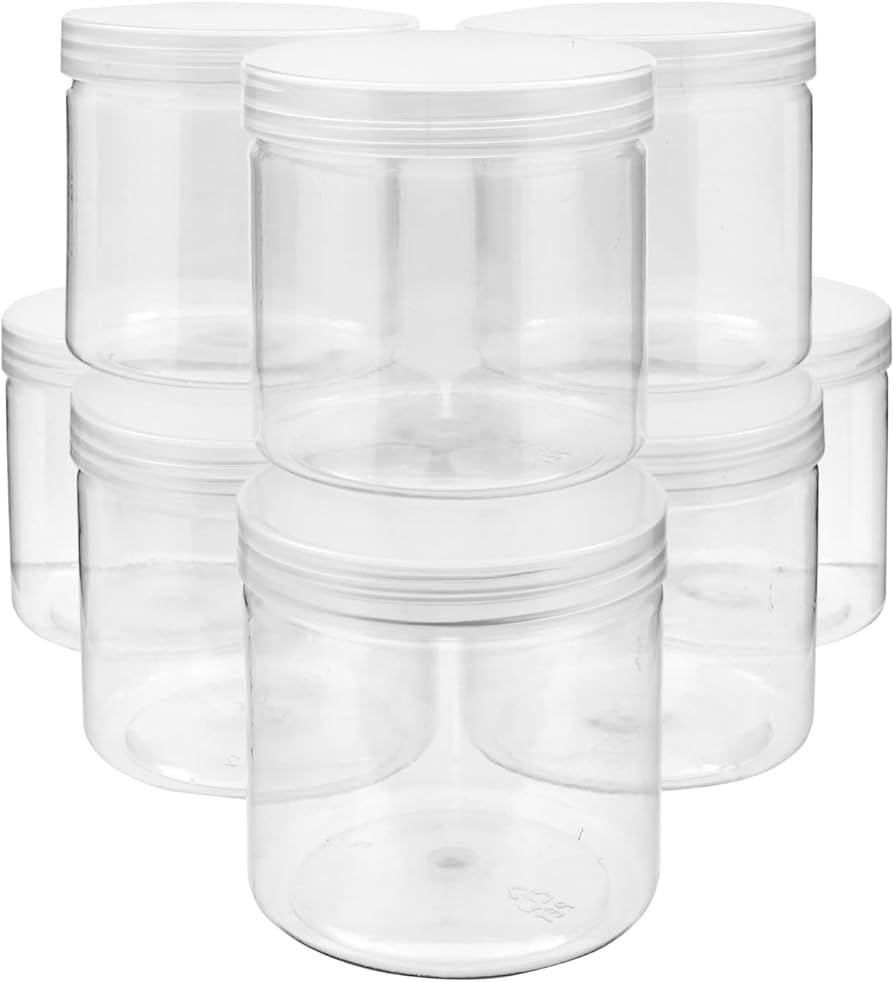 Juvale Slime Containers with Lids - 8 Pack Clear Plastic Jars for Kids DIY Crafts (12 oz) | Amazon (US)