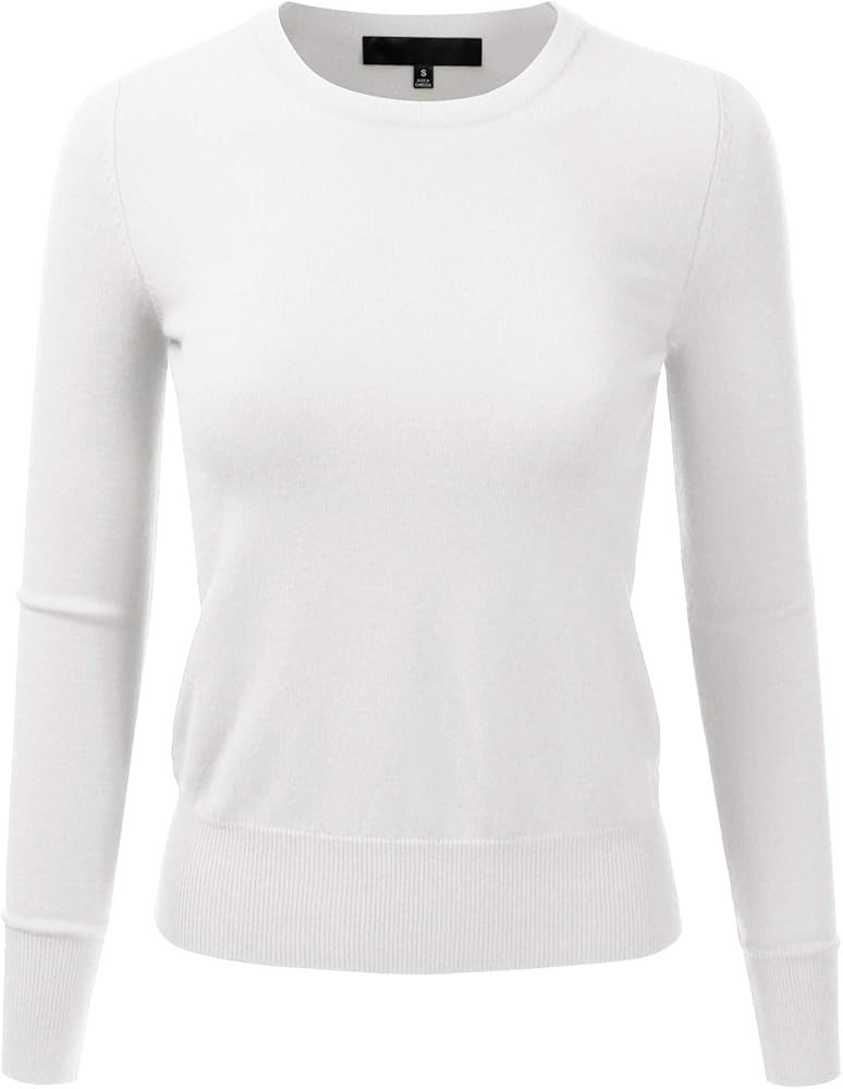 EIMIN Women's Long Sleeve Crewneck Fitted Pullover Soft Knit Top Sweater (S-XL) | Amazon (US)