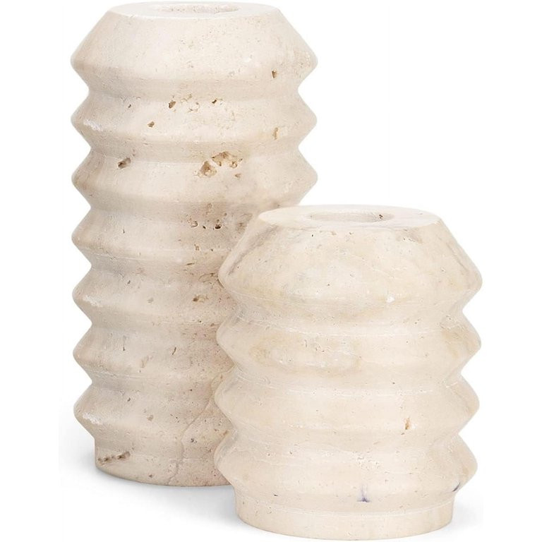 Candle Holders True Natural Travertine Stone 0.4" Thick, Set of 2 Premium Marble Candlestick Hold... | Walmart (US)