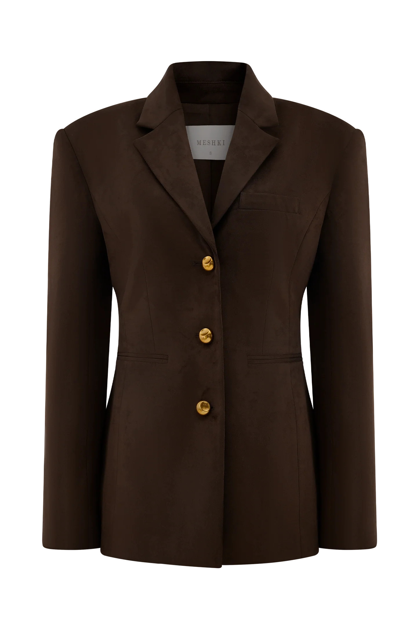 Sally Faux Suede Cinched Blazer - Milk Chocolate | MESHKI US