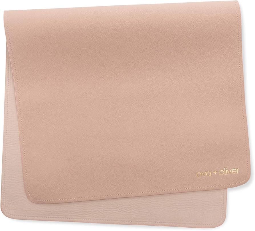 ava + oliver Vegan Leather Baby Changing Mat - Multipurpose Portable Wipeable Diaper Pad - Foldab... | Amazon (US)