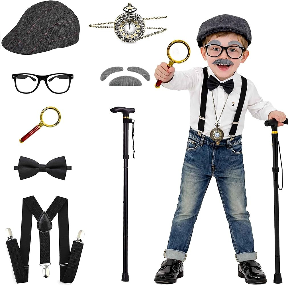 Kids 100 Days of School Costume for Boys, Old Man Costume Wig for Kids,100th Day of School Dress ... | Amazon (US)
