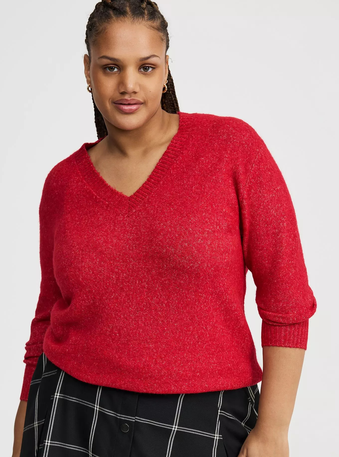 Vegan Cashmere V-Neck Pullover Sweater | Torrid (US & Canada)