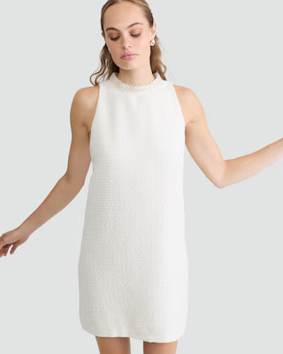 The F&F Edit Boucle Embellished Neck Sleeveless Dress in Cream | Tesco F&F