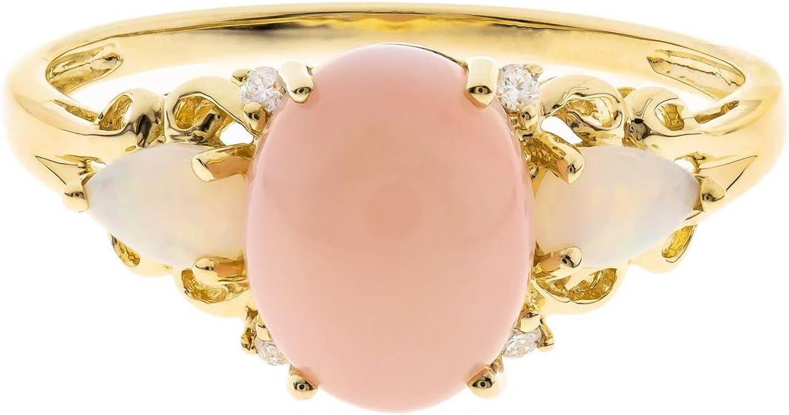 Gin & Grace 10K Yellow Gold Natural Pink Opal Ring with Real Diamonds for women | Ethically, auth... | Amazon (US)