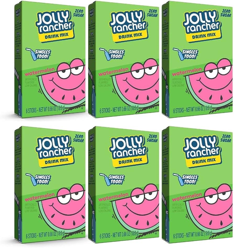 Jolly Rancher Singles-To-Go Sugar Free Drink Mix, Watermelon, 6 CT (Pack of 6) | Amazon (US)