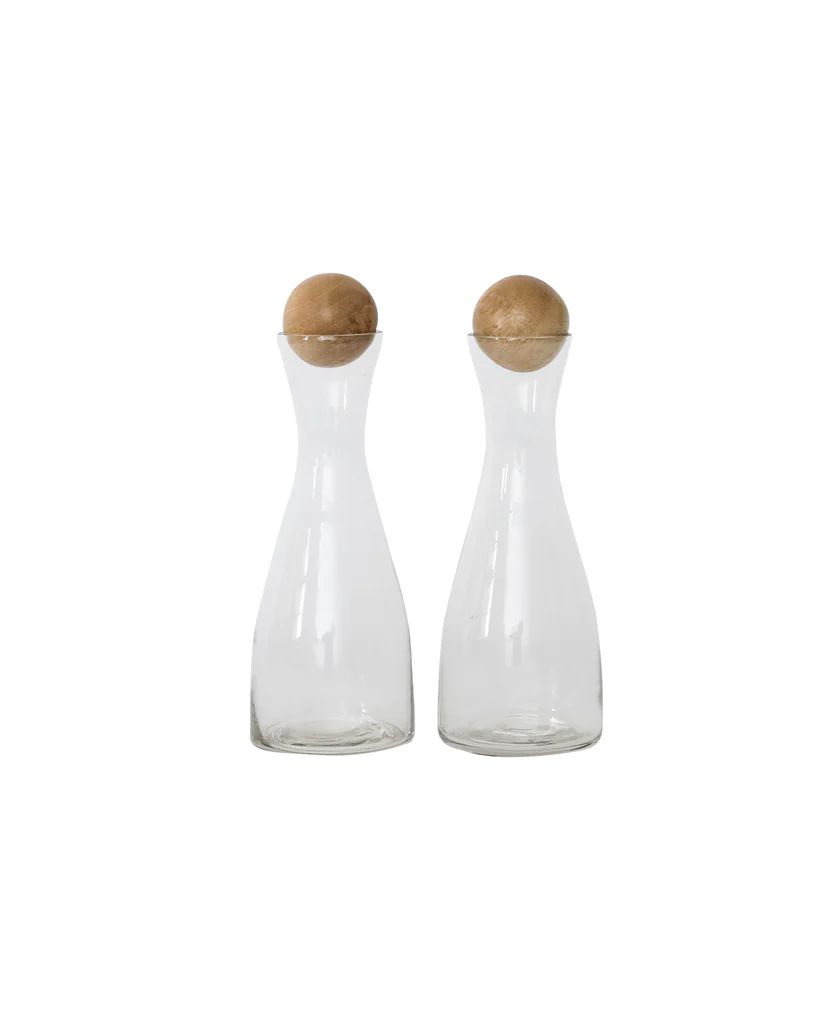 Mango Wood & Glass Cruets (Set of 2) | McGee & Co.