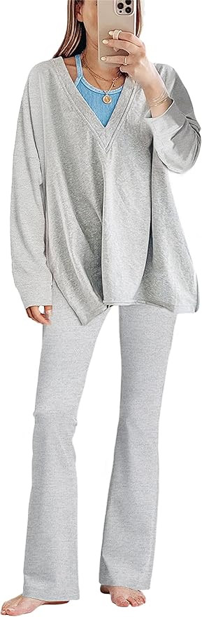 Lianlive 2 Piece Outfit for Women Oversized T-shirts and Flared Legging Set Hot Shot Reversible L... | Amazon (US)