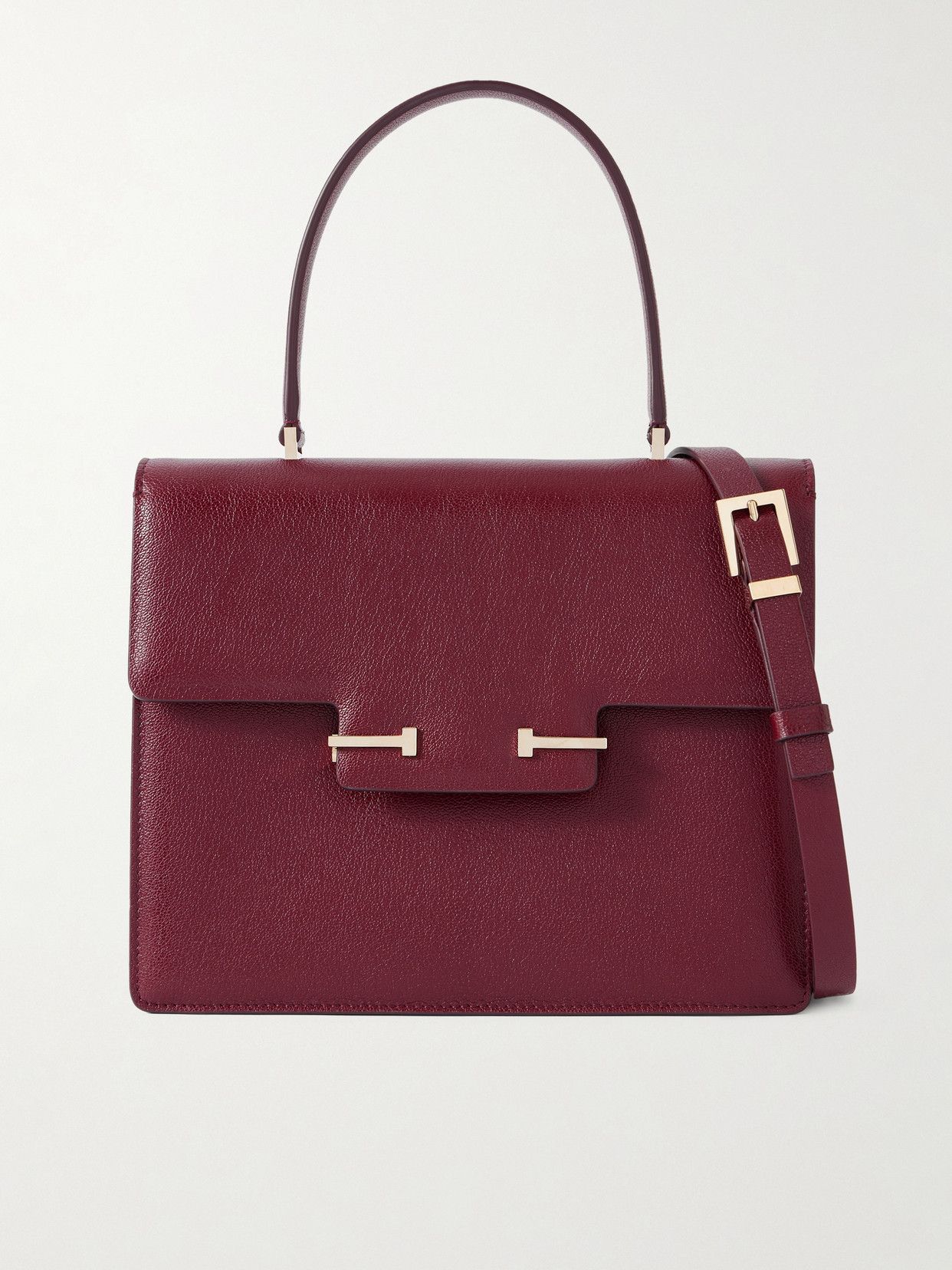 TOM FORD - Textured-leather Shoulder Bag - Burgundy | NET-A-PORTER (US)