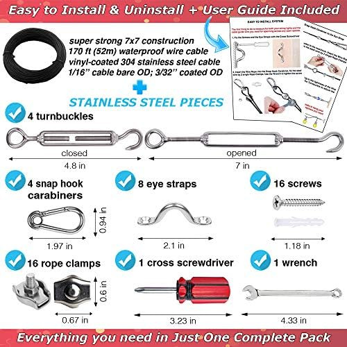 SMART RSQ The Complete String Lights Hanging Kit with 170ft Coated Stainless Steel Cable. Easy to... | Amazon (US)