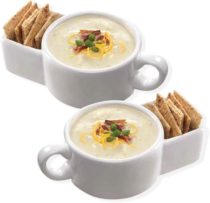 Kitchen Gadgets Soup and Cracker Mug or Cereal Bowl, Ceramic Saltine crackers Soup Mugs with Hand... | Amazon (US)