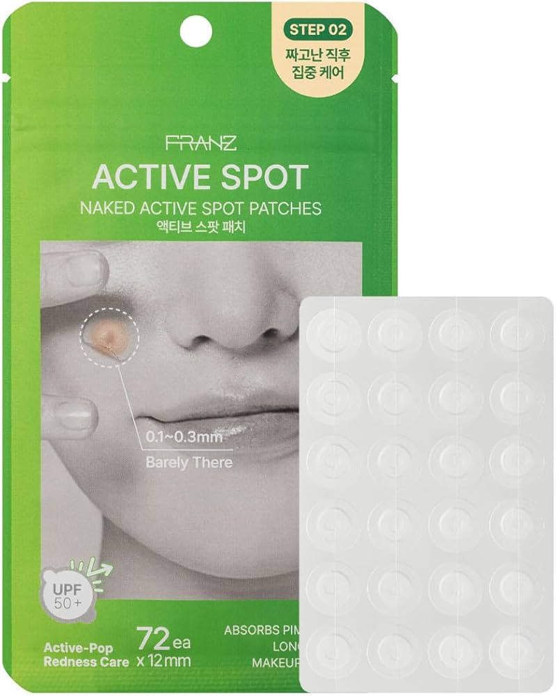 FRANZ Naked Active Spot Patches (72 Count) | Hydrocolloid Pimple Treatment Patch | UPF 50+ Powerf... | Amazon (US)