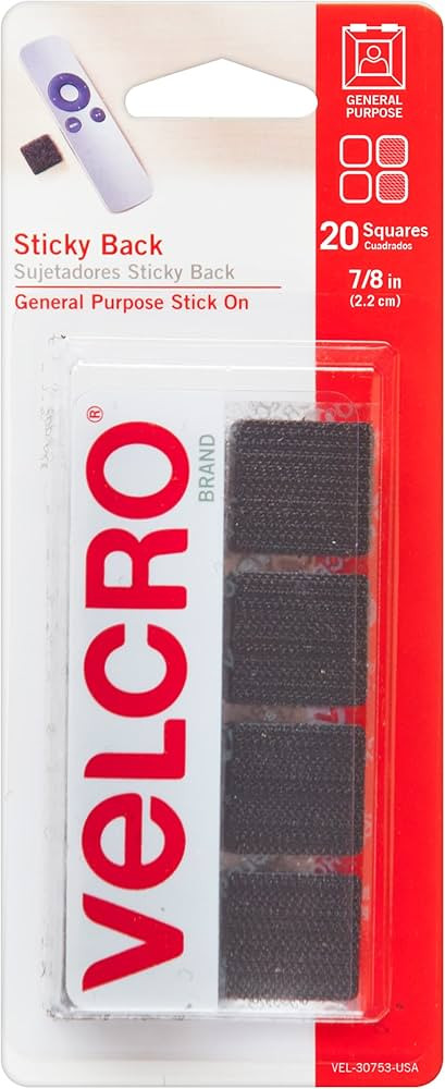 VELCRO Brand Mounting Squares | Pack of 20| 7/8 Inch Black | Adhesive Sticky Back Hook and Loop F... | Amazon (US)