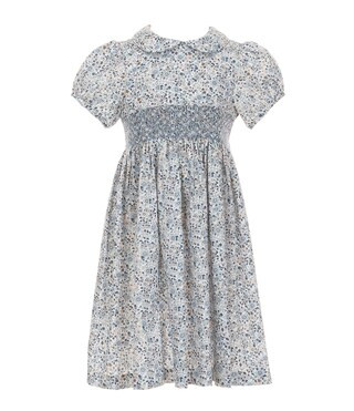Little/Big Girls Peter Pan Collar Cap Sleeve Smocked Floral Print Dress | Dillard's