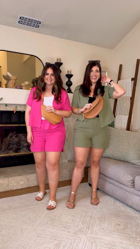 Meghan is wearing a small button down, medium tank, and medium short
Courtney is wearing a large button down, medium tank, and large short

#LTKsalealert #LTKfindsunder50 #LTKmidsize