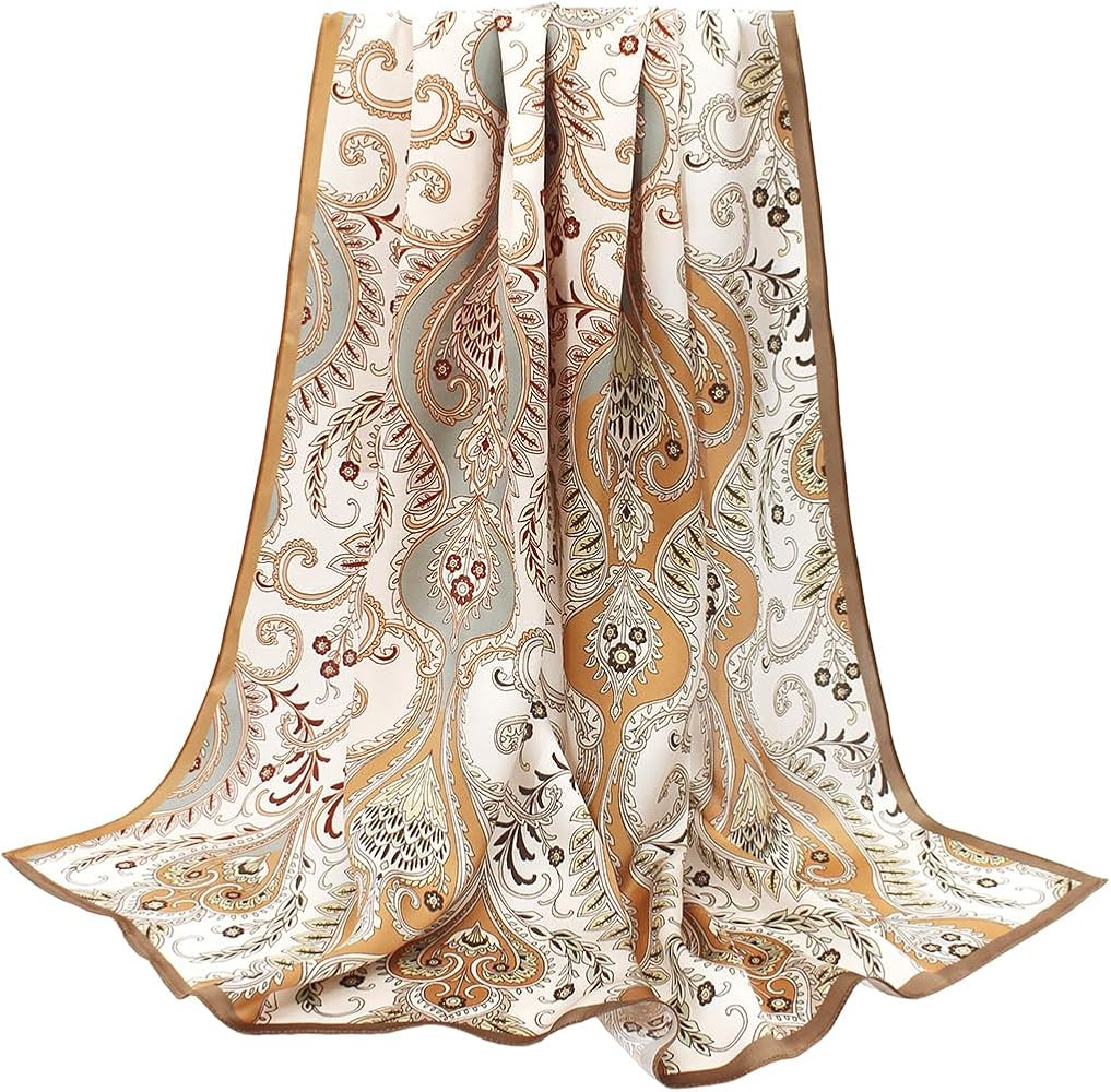 ANDANTINO 100% Pure Mulberry Silk Scarf 35" Large Square Lightweight Headscarf \u2013Women\u2019s... | Amazon (US)
