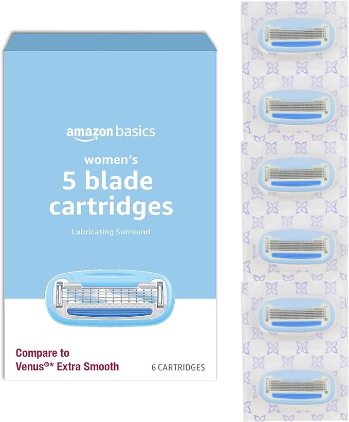 Amazon Basics 5-Blade Razor Refills for Women, 6 Count (Fits Amazon Basics Razor Handles Only) (P... | Amazon (US)