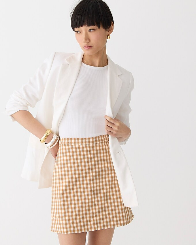 Natasha skirt in gingham stretch twill blend | J. Crew US