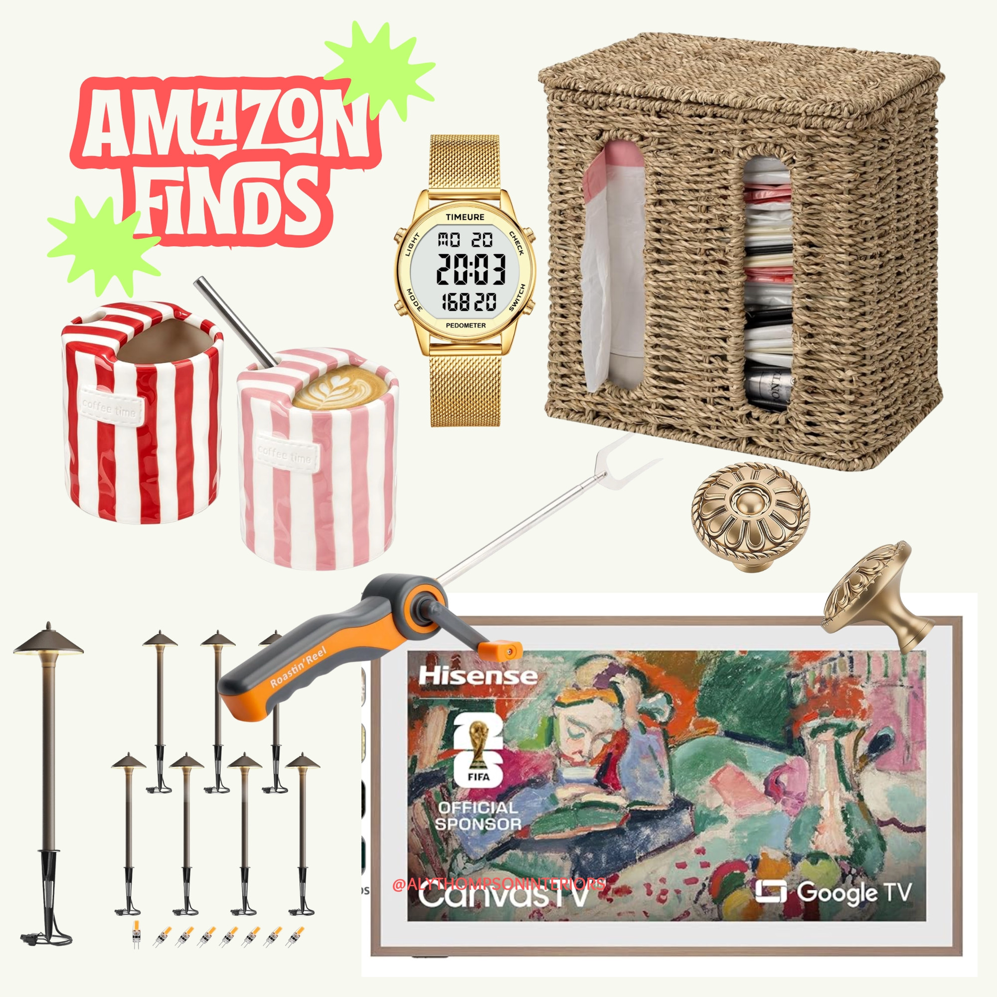 Amazon Finds | Amazon | Ceramic Straw Cup | Pathway Lights | Exterior | Smores | Outdoor Fun | Kitchen Knobs | Brass Knobs | CanvasTV | Kitchen Organization | Step Counter 

 #LTKActive #LTKHome #LTKSaleAlert