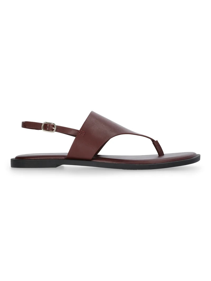 Time and Tru Women's Hooded Faux Leather Thong Sandals | Walmart (US)