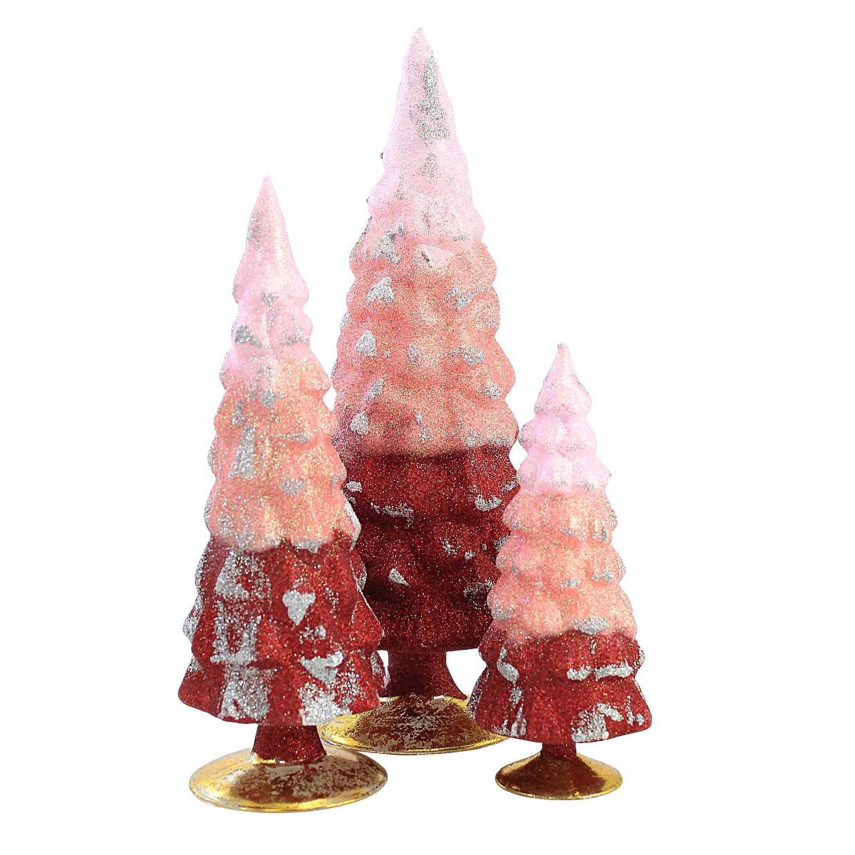 Christmas 12.0" Red Glitter Gradient Trees Set/3 Decorative Holiday Cody Foster  -  Decorative Sc... | Target