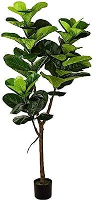 Wofair 5' Artificial Fiddle Leaf fig Tree in Planter,Artificial Tree Beautiful Fake Plant Fiddle ... | Amazon (US)