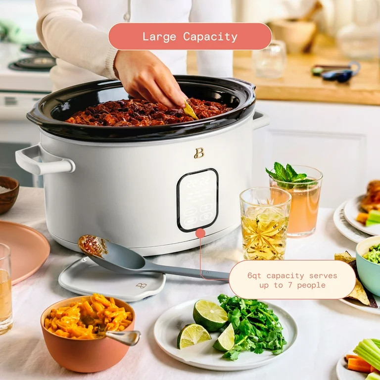 Beautiful 6 Qt Programmable Slow Cooker, White Icing by Drew Barrymore - Walmart.com | Walmart (US)