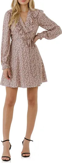 Free the Roses Ruffled Neckline Long Sleeve Minidress | Nordstrom | Nordstrom