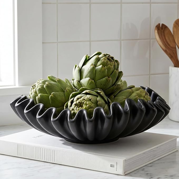 Black Decorative Bowl, Decorative Fruit Bowls for Kitchen Counter | Amazon (US)