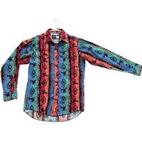 Vintage 80's Wrangler Multi Colored Cowboy Cut, Regular Fit Button Up Long Sleeve Shirt, Size 15 1/2 | Etsy (US)