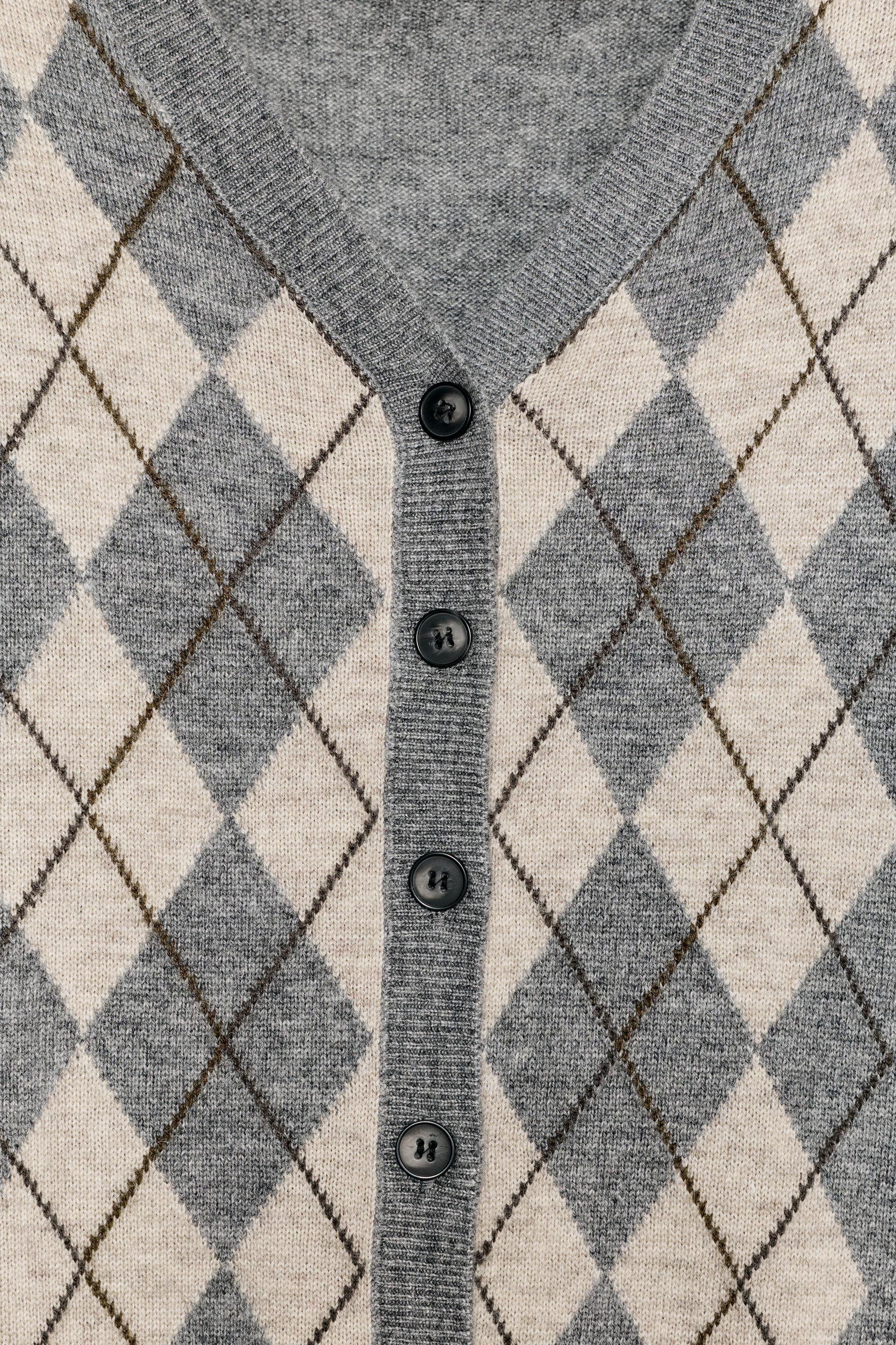 WOOL BLEND ARGYLE CARDIGAN | Zara UK