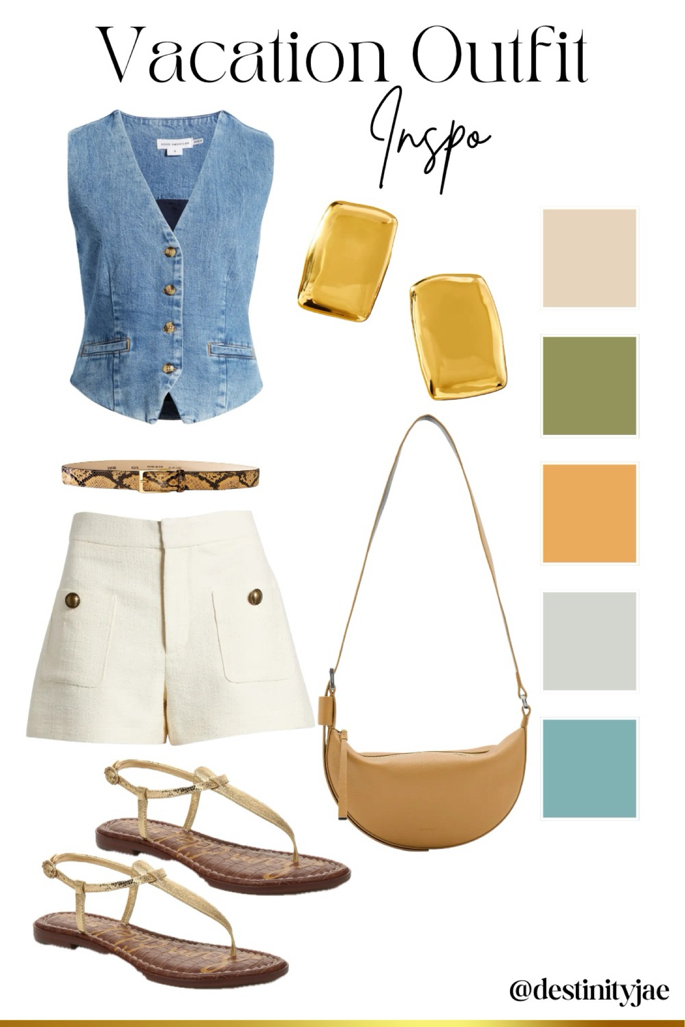 🌞 Vacation Outfit Inspiration 🌴

Get ready for your summer getaway with this chic and comfortable outfit! Featuring a trendy denim vest, high-waisted linen shorts, and stylish accessories, this look is perfect for sunny adventures. Shop the entire outfit below:

🧥 Denim Vest
🩳 Linen Shorts
👜 Mustard Yellow Crossbody Bag
👡 Straw Sandals
💍 Gold Earrings
🐍 Snakeskin Belt

#LTKstyletip #vacationstyle #summerfashion #outfitinspo #denimvest #linenshorts #traveloutfit #summeraccessories #stylishandcomfortable #summertrends

#LTKxNSale #LTKSaleAlert #LTKSummerSales