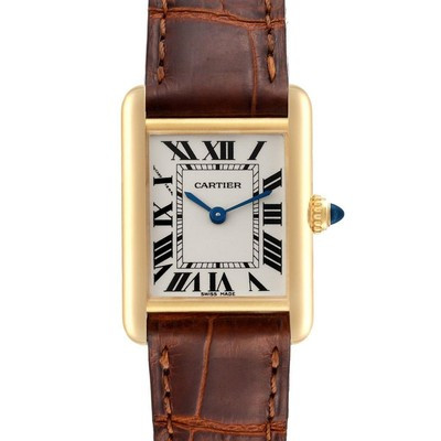Cartier Tank Louis Small Yellow Gold Brown Strap Ladies Watch W1529856  | eBay | eBay US