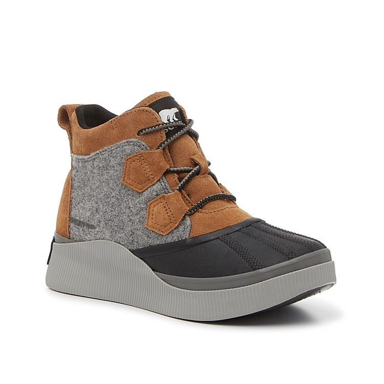 SOREL Out N About IV Classic Waterproof Duck Boot | Women's | Cognac/Grey/Black | Size 9.5 | Boots | DSW
