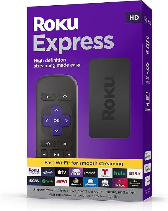 Roku Express (New, 2022) HD Streaming Device with High-Speed HDMI Cable and Simple Remote, Guided... | Amazon (US)