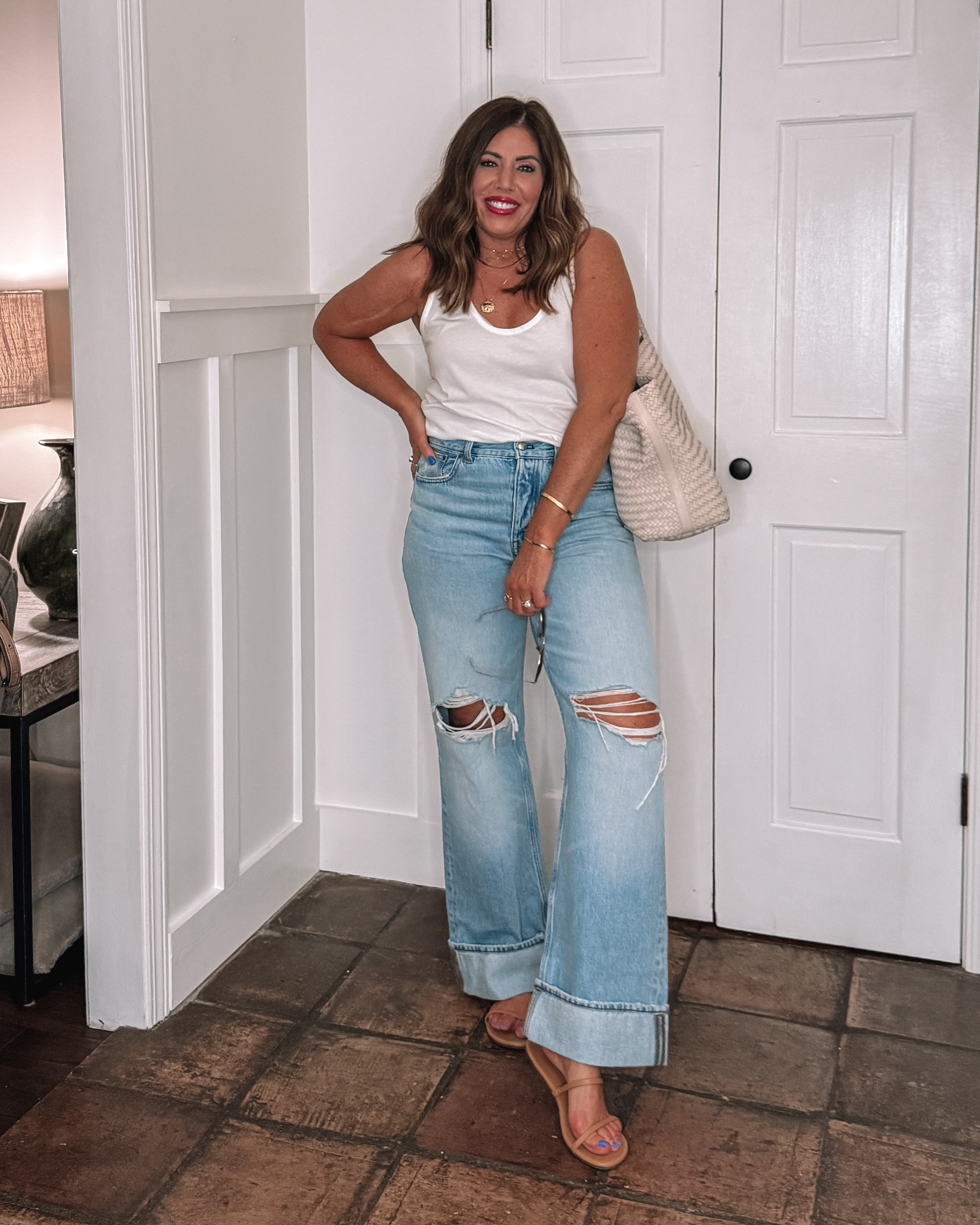  My favorite low slang, baggy jeans in this light distressed wash are on major sale right now for $29.99. They are originally $148. They're on sale for $59.99 plus you can save an extra 50% off with code winter.

I got my true size 28. They are a true non-stretch denim. They're very comfy and very flattering. 

 #LTKOver40 #LTKSaleAlert #LTKFindsUnder50