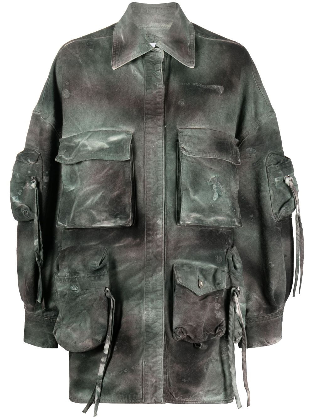 The Attico Fern distressed denim jacket - Green | Farfetch Global