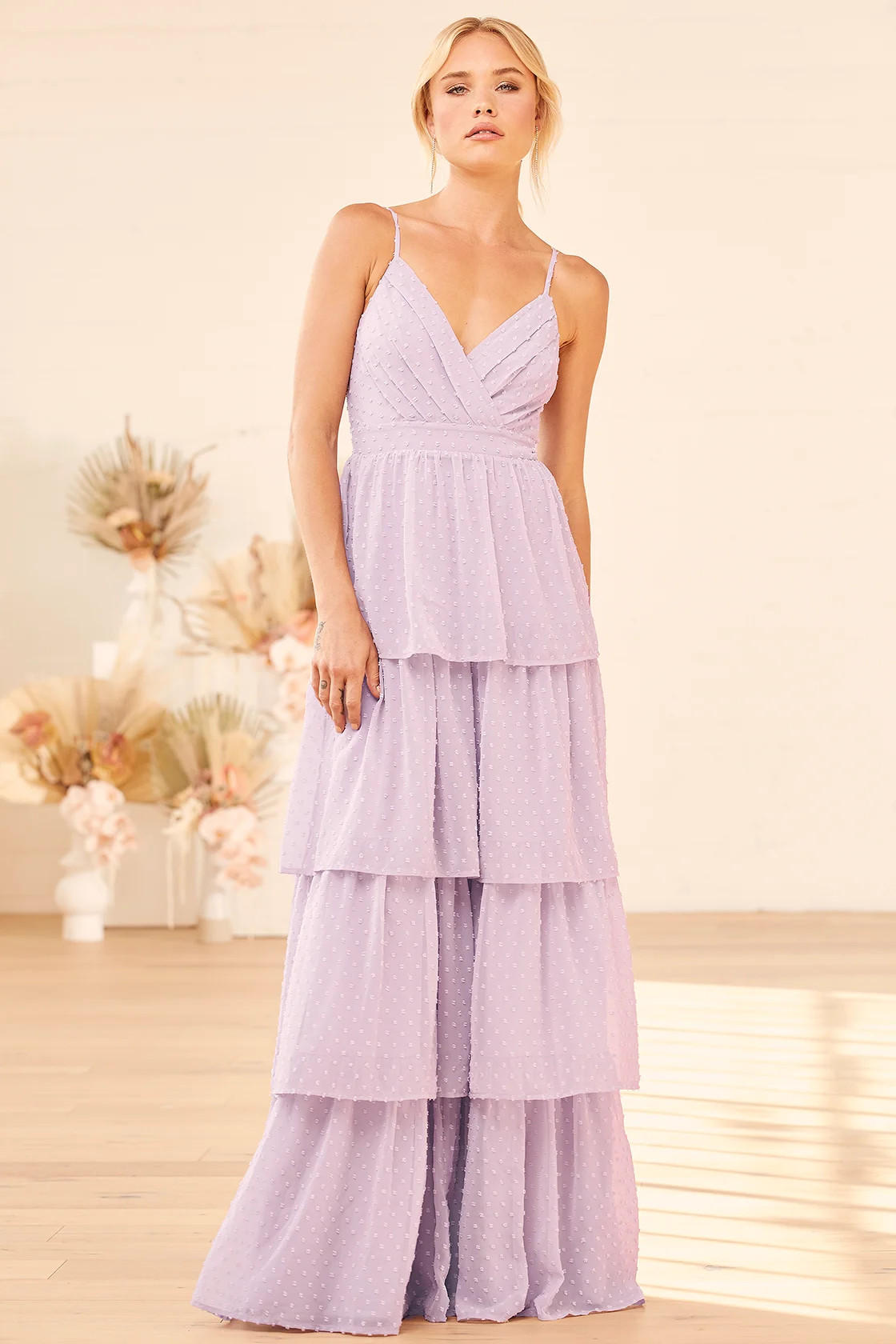 Love Stays True Lilac Swiss Dot Tiered Maxi Dress | Lulus (US)
