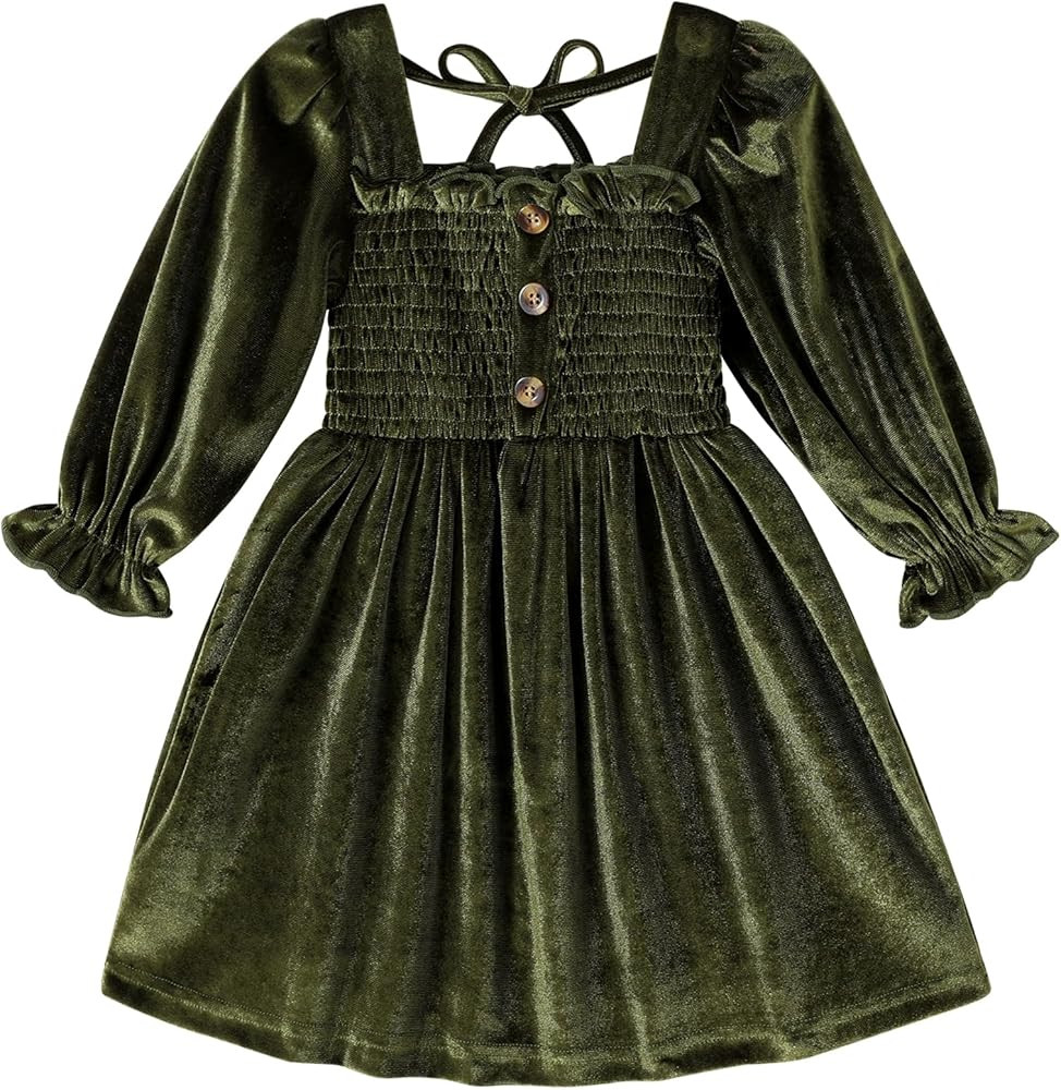 Happy Town Toddler Girl Dress Long Sleeve Play Wear Dress Baby Solid Color Casual Fall Winter Clo... | Amazon (US)