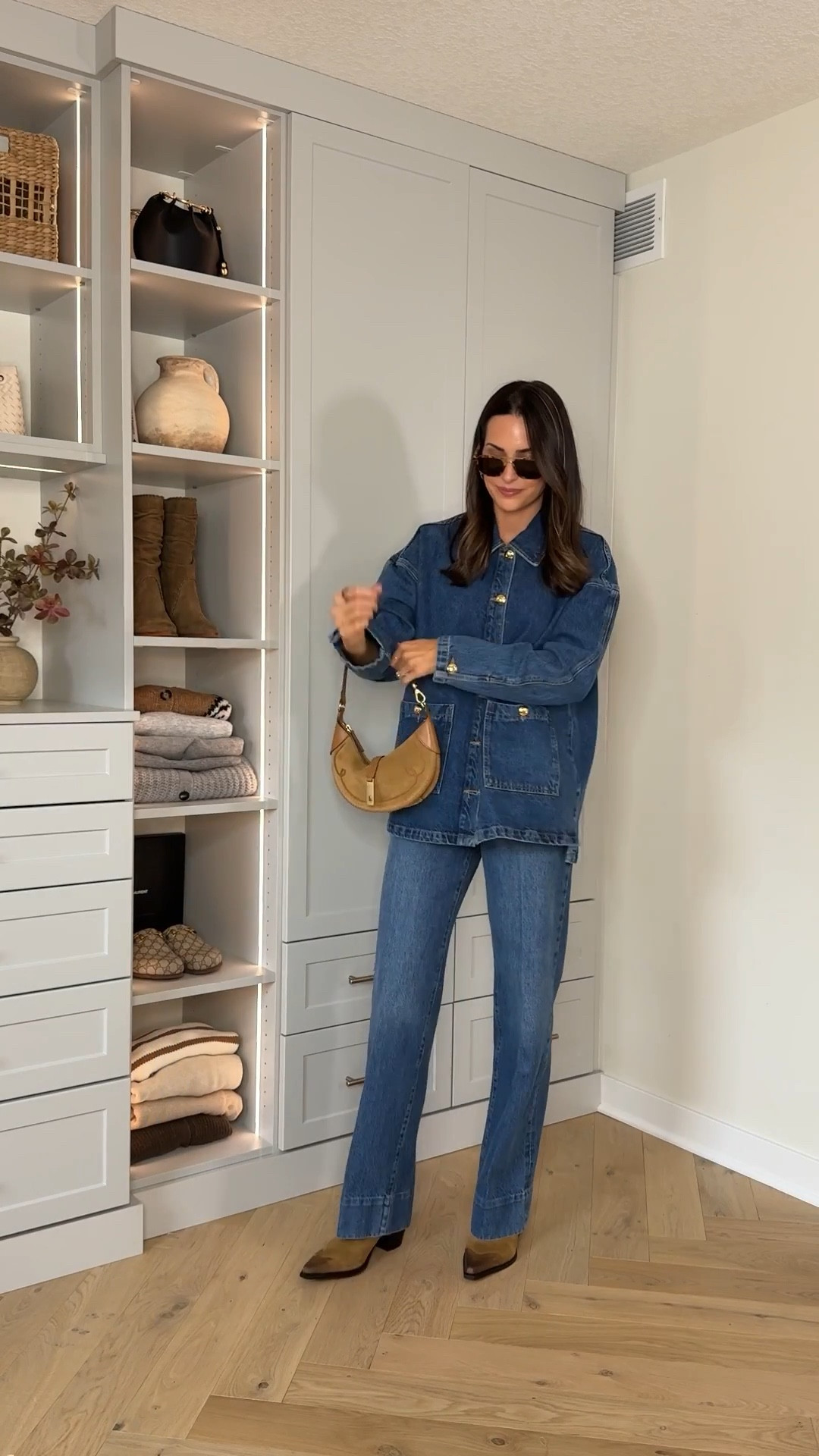 $50-$650 off this look with code NOVSAVE 🙌🏼 

Wearing my true S in the denim jacket, 27 in jeans and sized up half in the boots 

#LTKSaleAlert #LTKootd #LTKgrwm