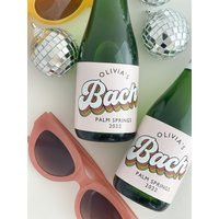 Mini Champagne Bottle Label - Waterproof Bachelorette Party Retro Hippie Blush Pink Rainbow Personal | Etsy (US)